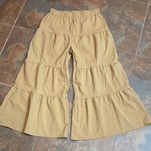 Tiered Ruffle boho tan xl pants
